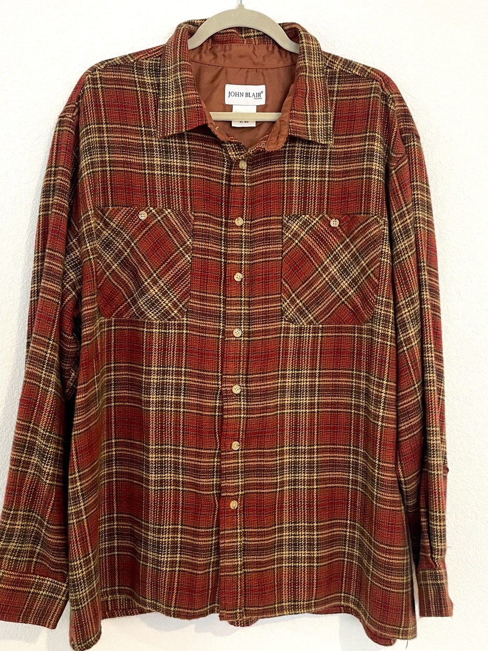 Men's Rust Plaid Button-Up Shirt